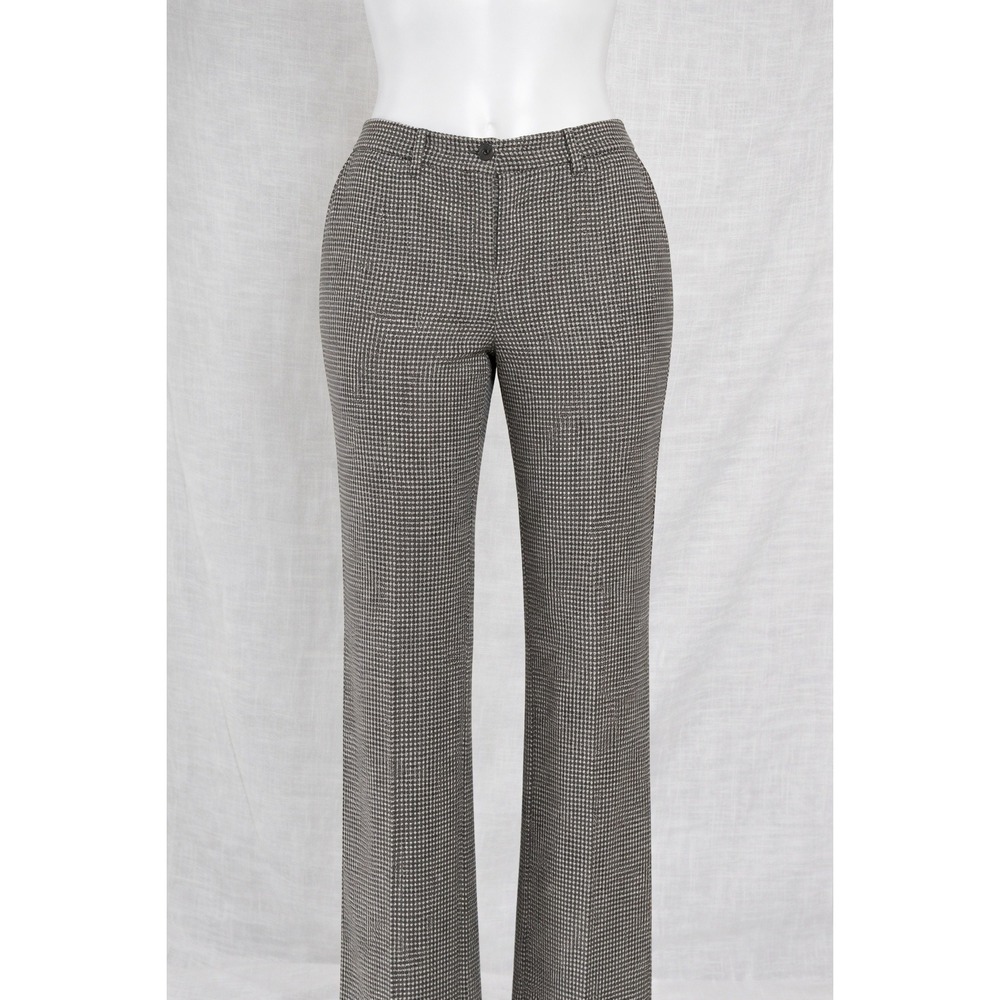 Chaps‎ Womens 12 Black Ivory Houndstooth 100% Wool Pants Academia Office Preppy